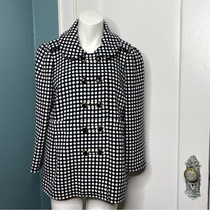 Juicy Couture Navy and White Polka Dot Pea Coat